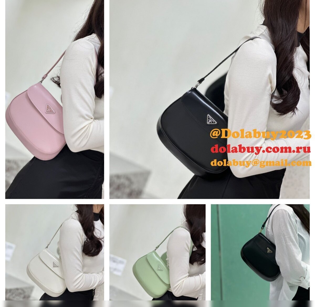 Small Prada Cleo brushed leather shoulder bag with flap
