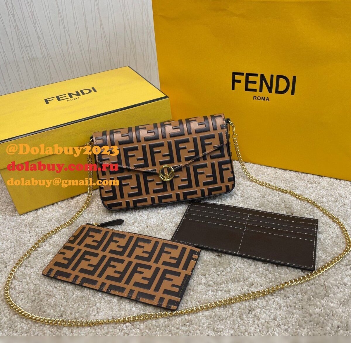Fendi Best Fashion 212200 Maca embossing Apricot Bags