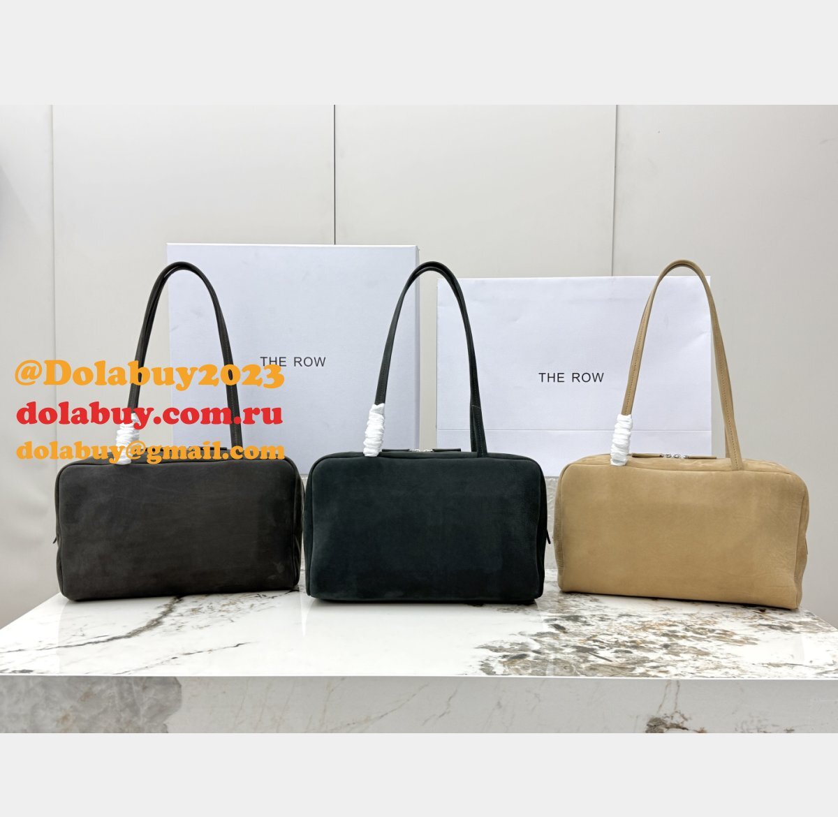 the Row Astra Bowling Suede Bag
