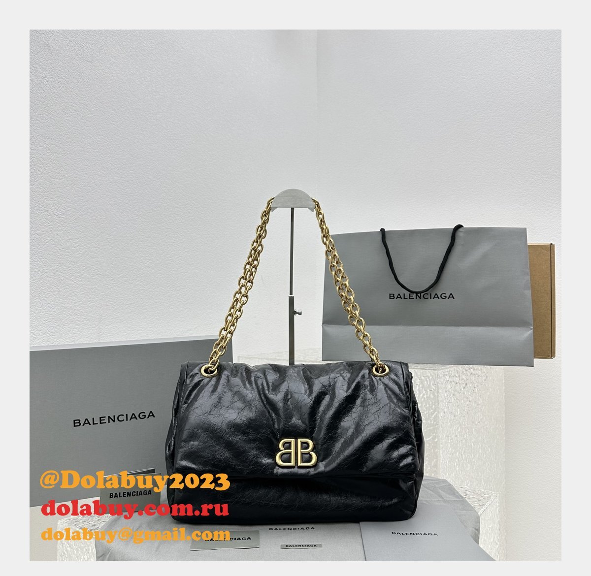 7 Star Balenciaga Le Monaco Wax Leather Chain 1:1 Mirror Bag
