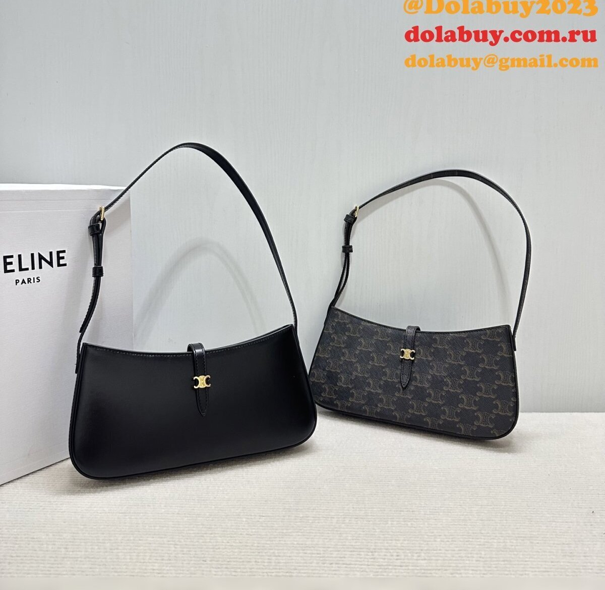 Top Celine Tina Shoulder Bag in Triomphe Canvas 123052