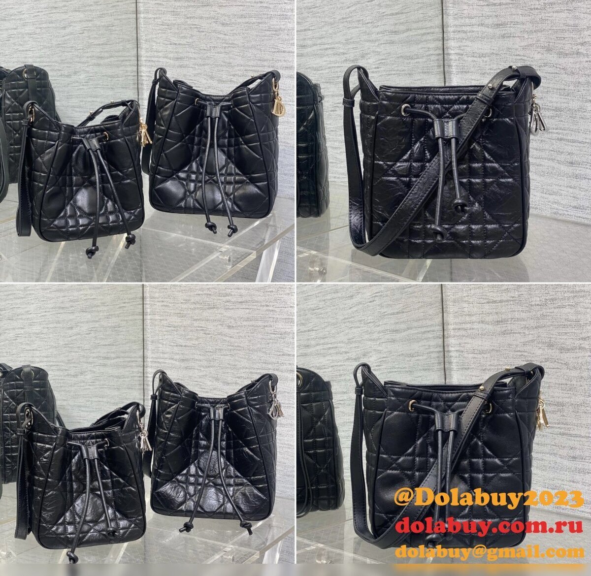 Christian Dior D-Motion Bucket 1025 & 1026 Silver/Gold Bag