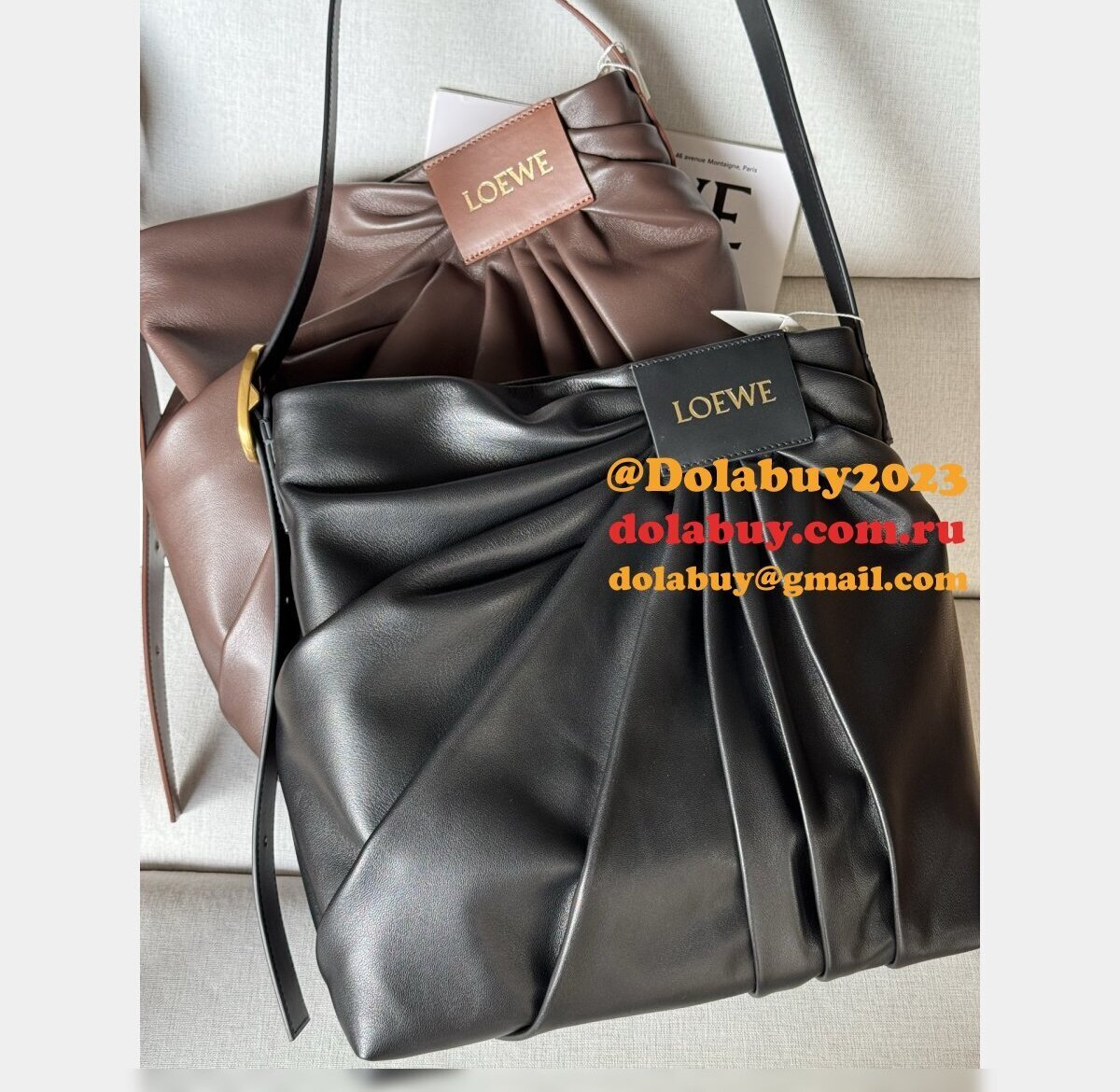 TOP LOEWE Draped tote in mellow nappa lambskin