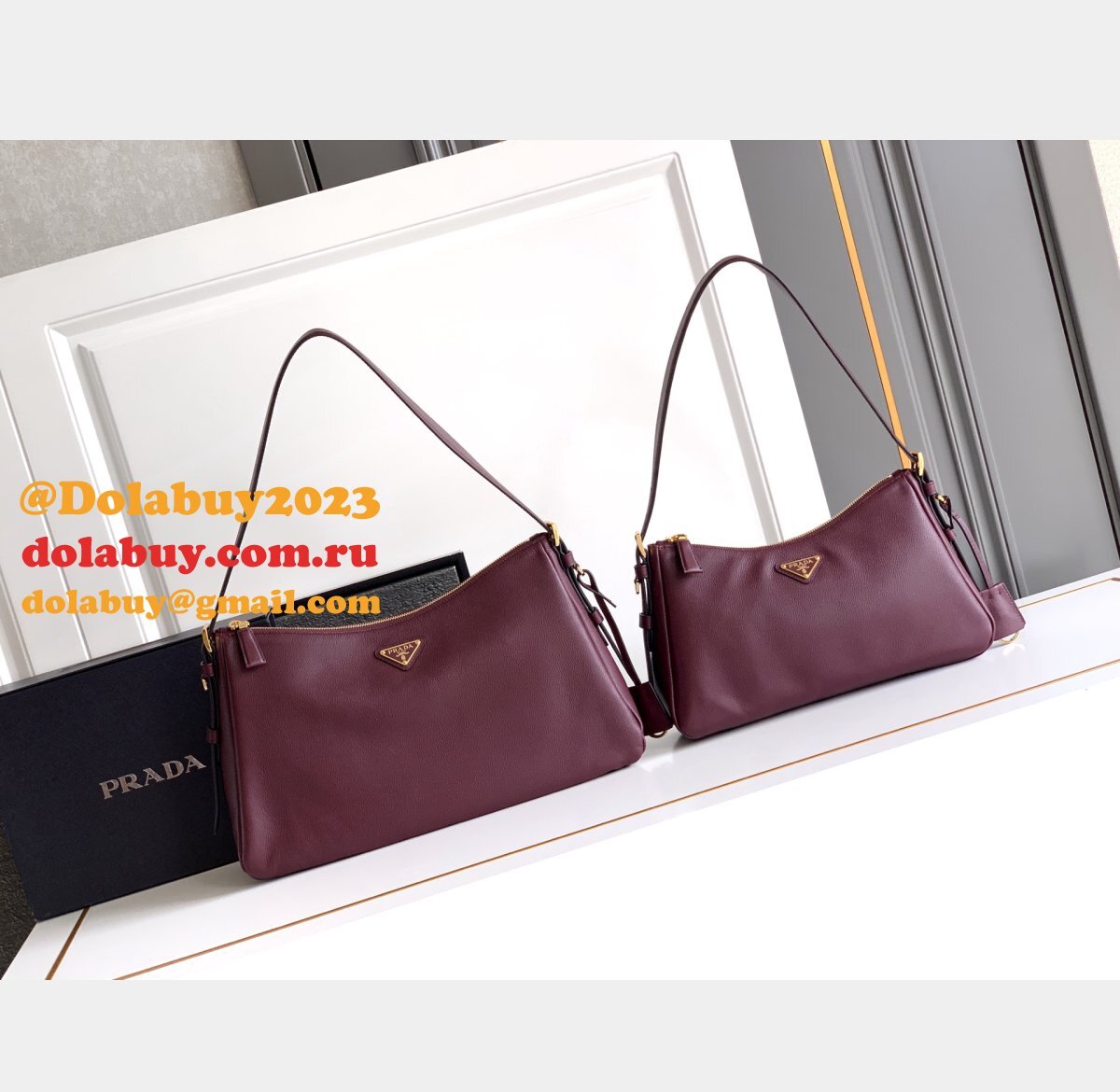 Prada Aime Leather Shoulder Bag