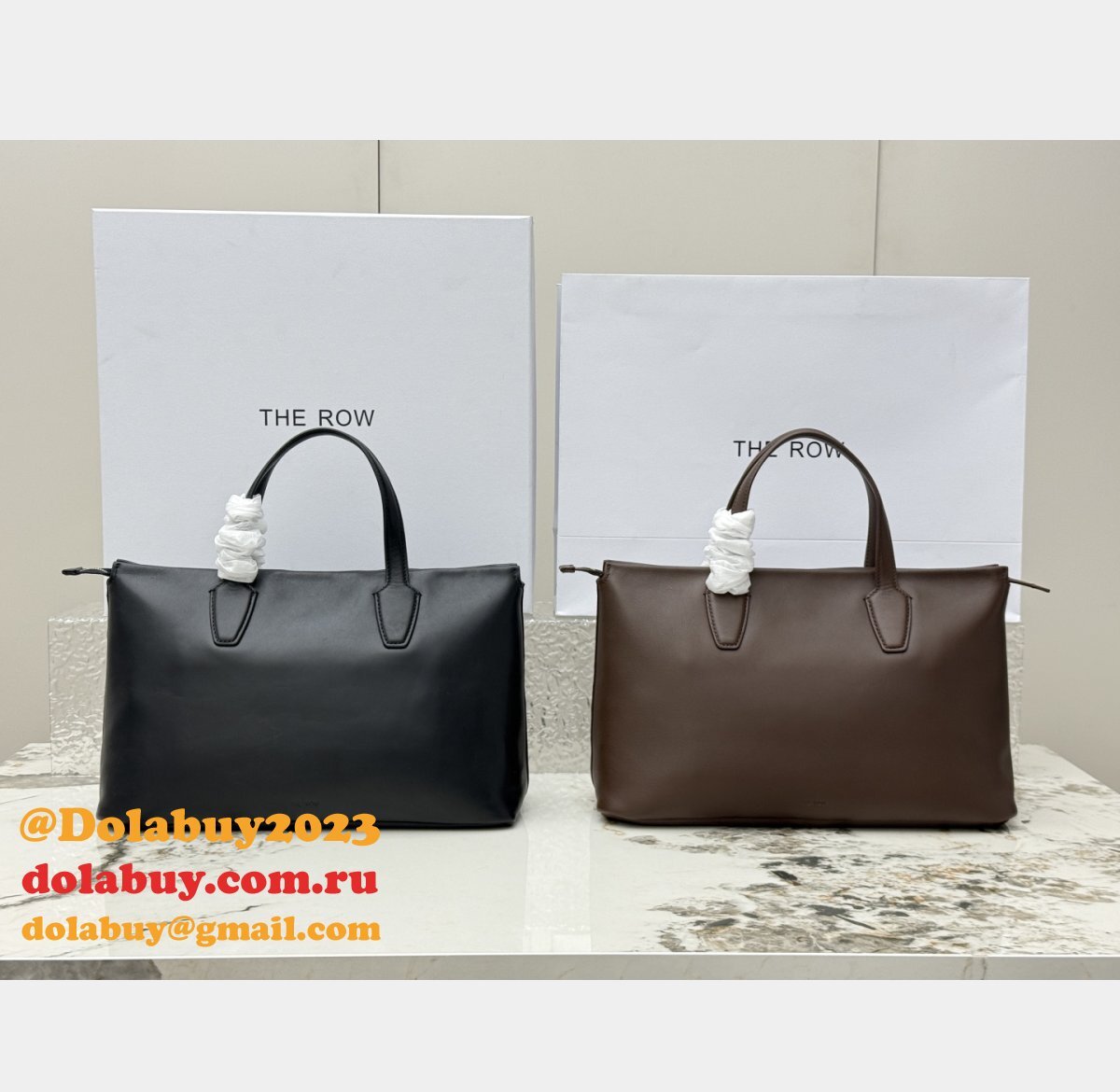 The row Polished Saddle Leather Marcel Bag