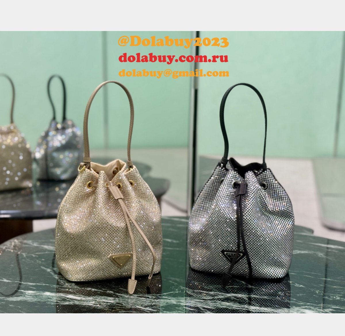 Mini crystal-studded satin bag