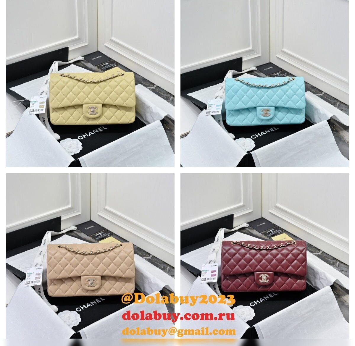 TOP CC Flap 1112 Lambskin 25cm Handbags Light golden hardware