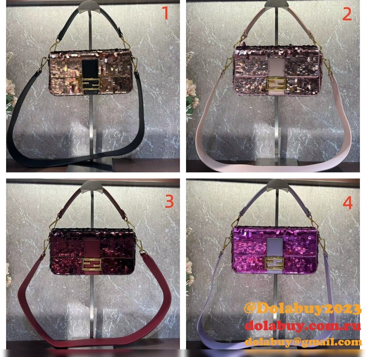 whloesale Fendi Sequin Baguette Bag