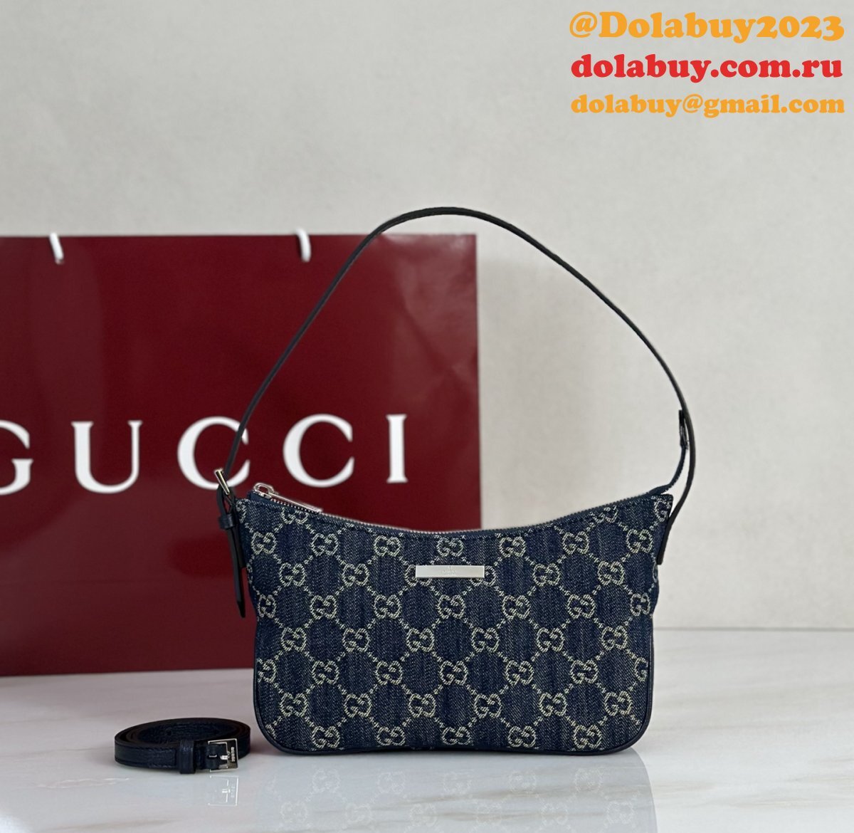 Gucci 1:1 874743 Blue Lady Lunetta Small Shoulder Bag
