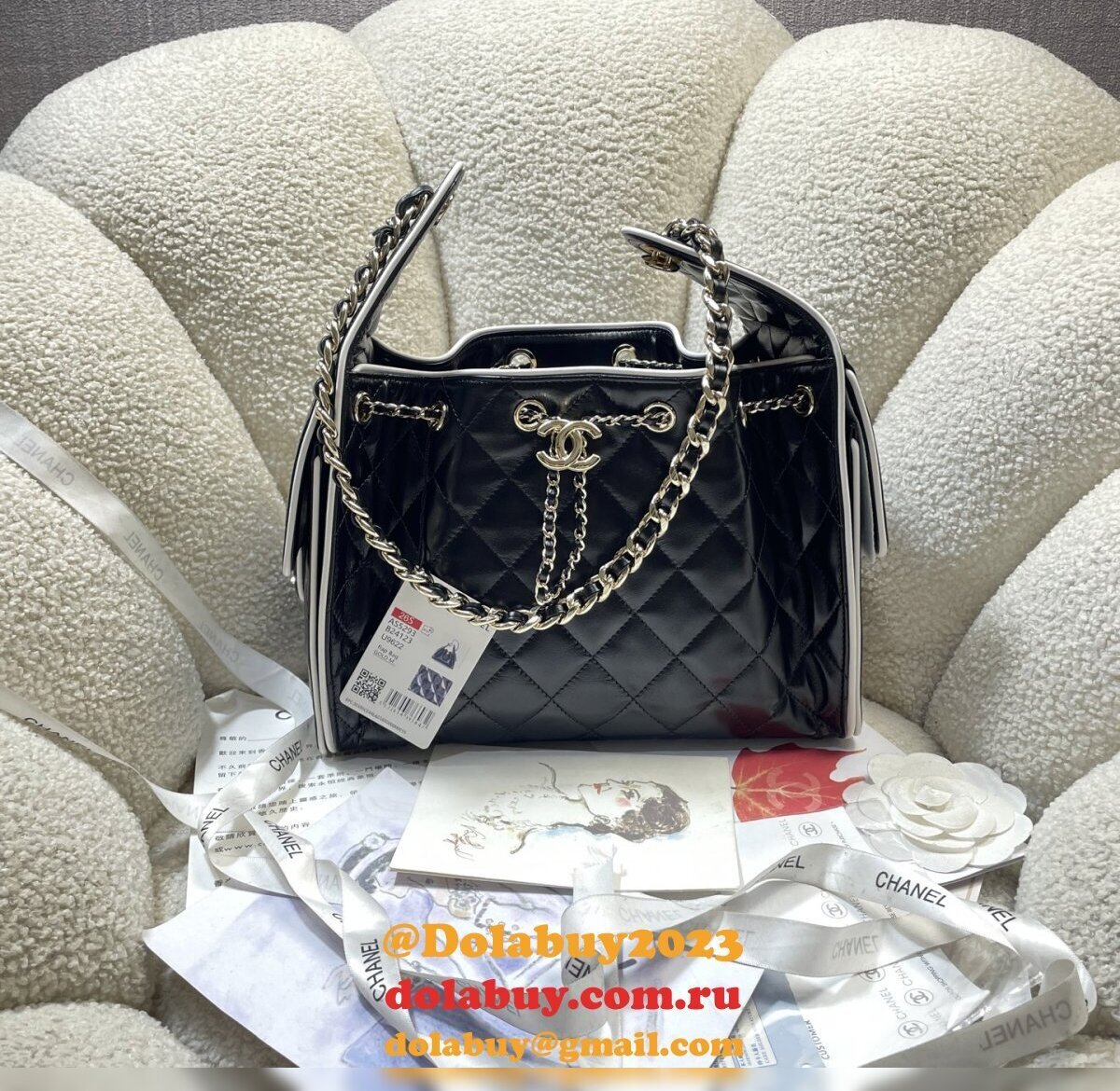 2026 Small CC 25 bag BLACK WHITE AS5293