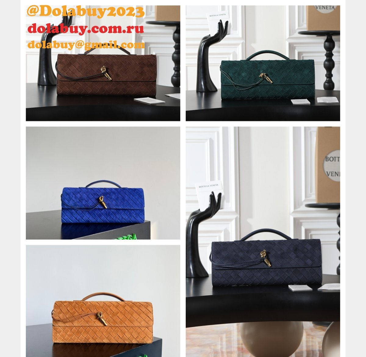 2026 Bottega Veneta Andiamo suede Clutch