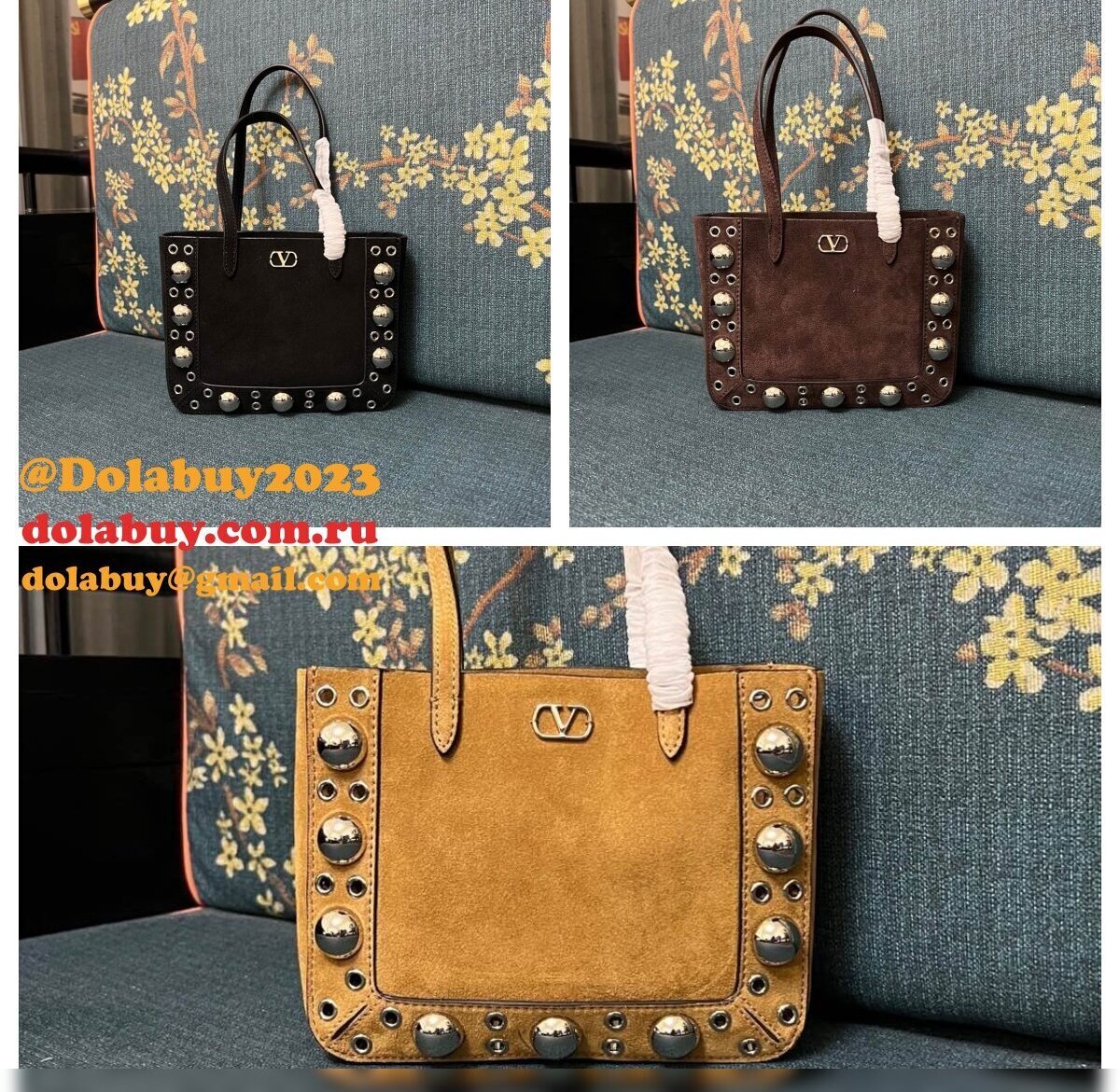 Top Valentino GARAVANI NELLCOTE TOTE suede BAG SMALL