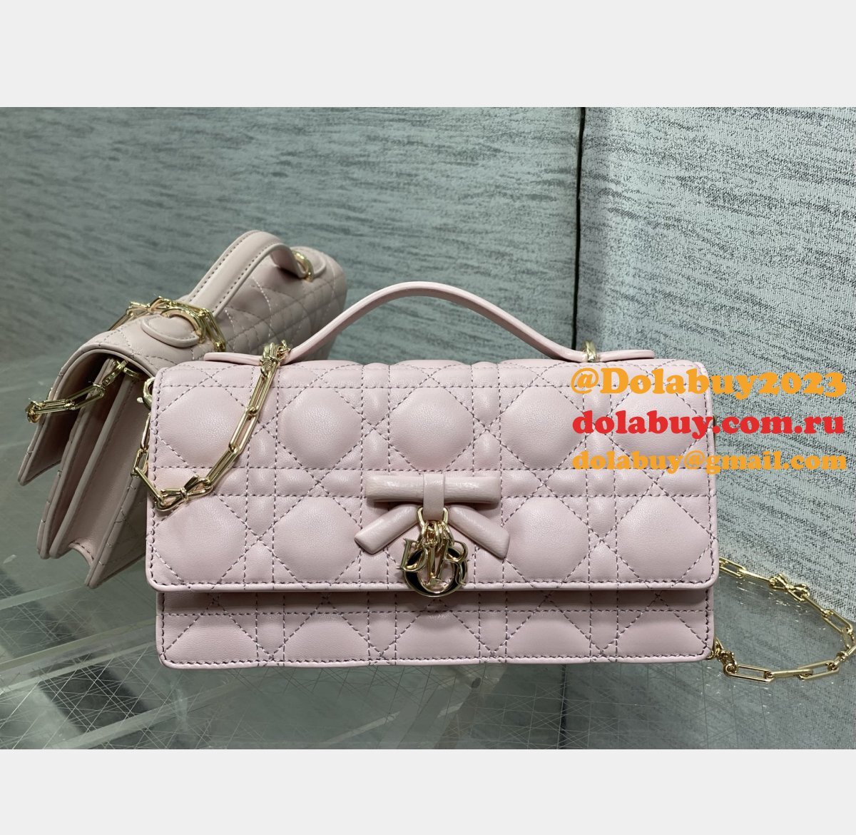 Christian Dior My 0502 Mini Soupir Pink Cannage Lambskin Bag