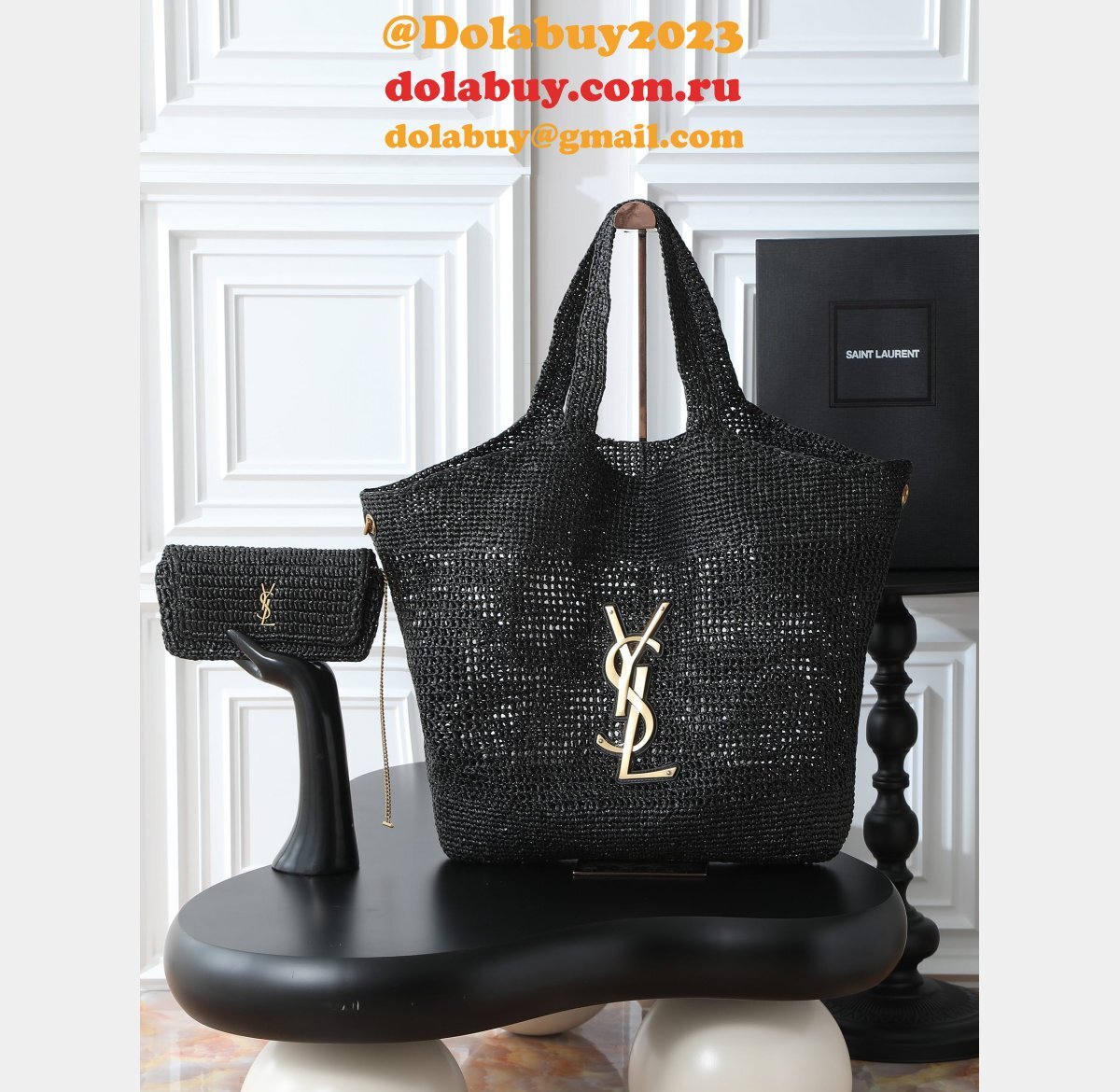 Top Quality YSL I CARE 698651 raffia bag