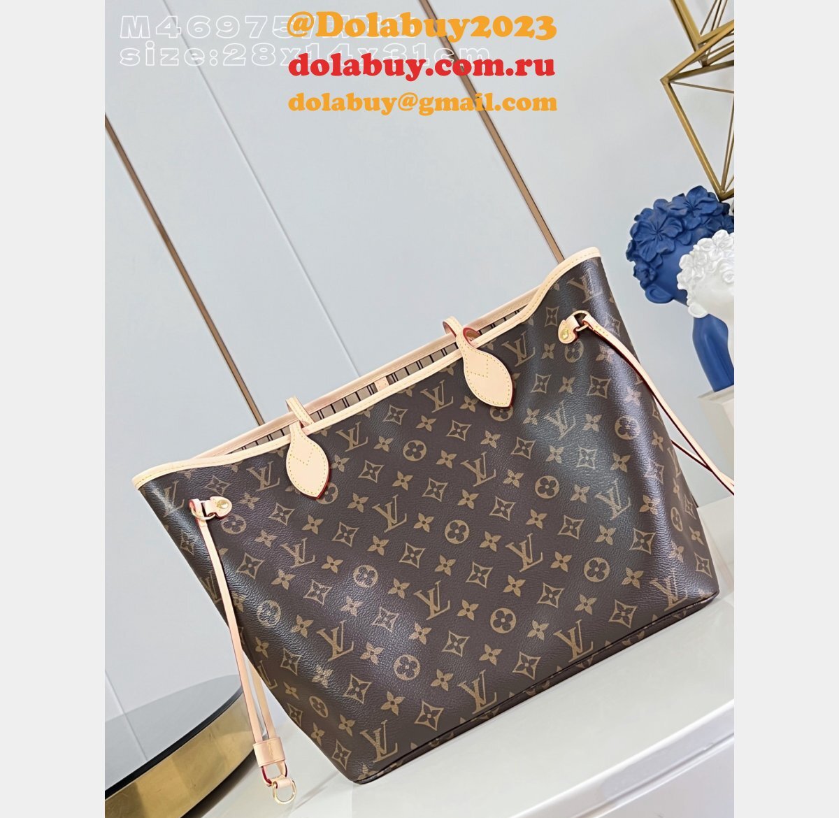 Wholesale Louis Vuitton Neverfull MM M46975 Bag Beige
