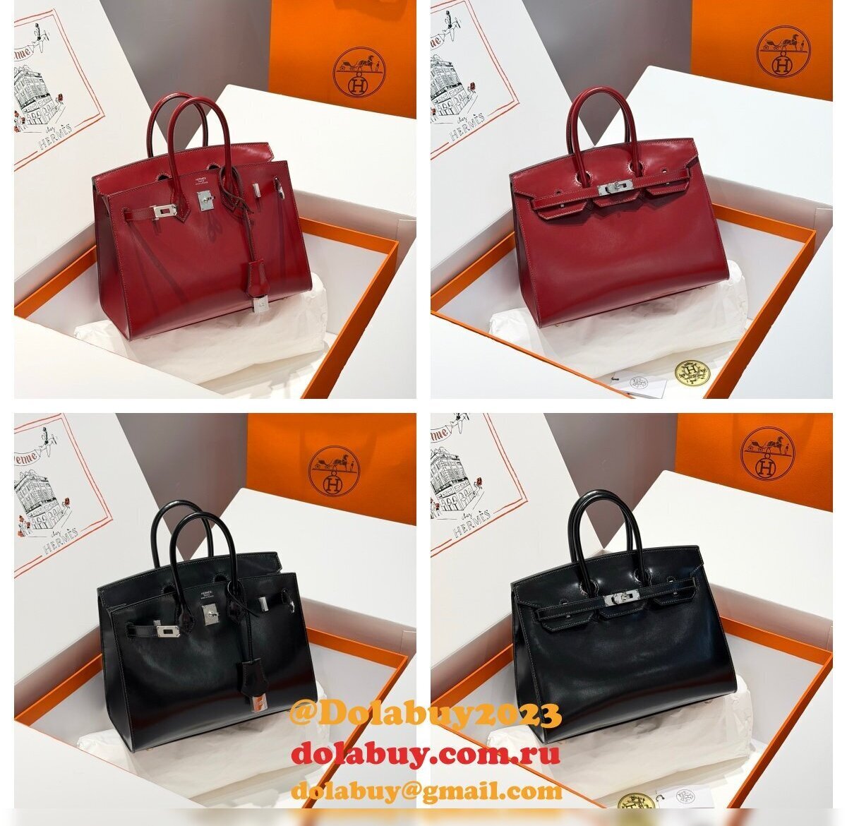 7 Star Hermes Birkin handmade Stiching Handbags Box Calf 25CM